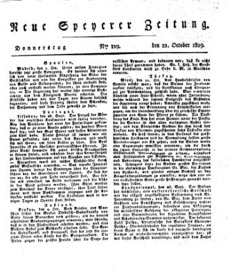 Neue Speyerer Zeitung Donnerstag 22. Oktober 1829