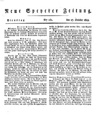 Neue Speyerer Zeitung Dienstag 27. Oktober 1829