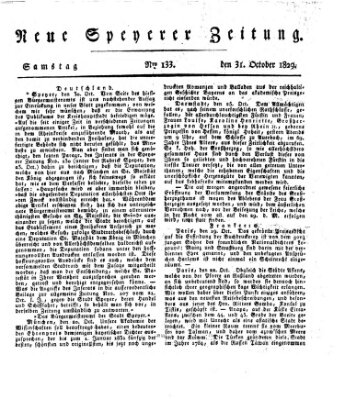 Neue Speyerer Zeitung Samstag 31. Oktober 1829