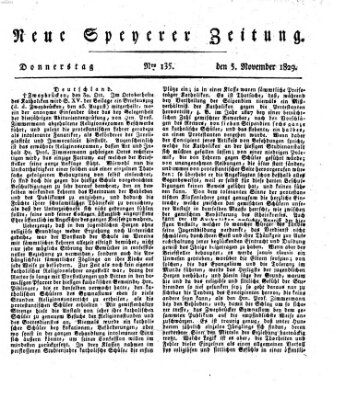 Neue Speyerer Zeitung Donnerstag 5. November 1829