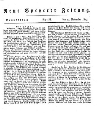 Neue Speyerer Zeitung Donnerstag 12. November 1829