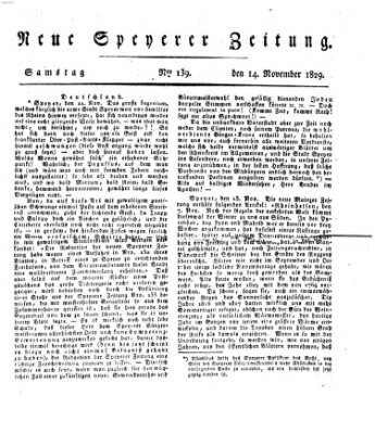 Neue Speyerer Zeitung Samstag 14. November 1829