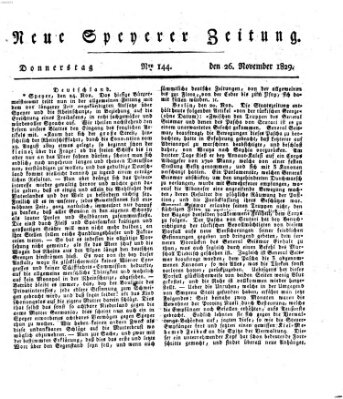 Neue Speyerer Zeitung Donnerstag 26. November 1829