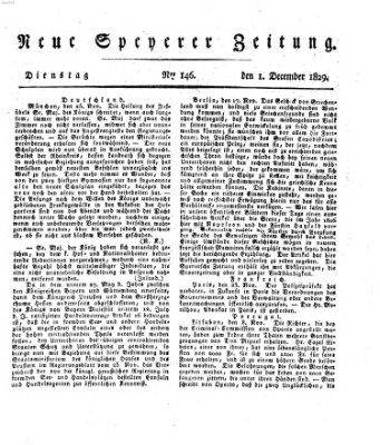 Neue Speyerer Zeitung Dienstag 1. Dezember 1829