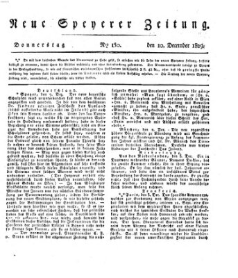 Neue Speyerer Zeitung Donnerstag 10. Dezember 1829