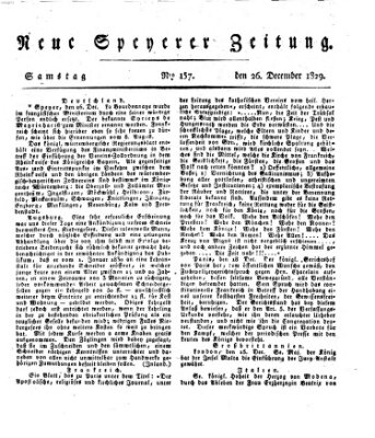 Neue Speyerer Zeitung Samstag 26. Dezember 1829