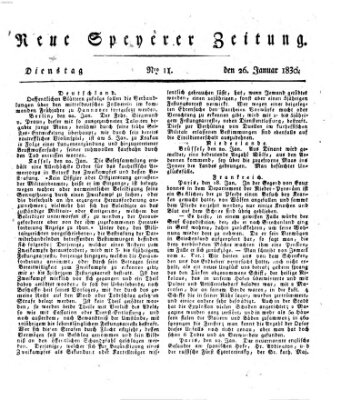 Neue Speyerer Zeitung Dienstag 26. Januar 1830