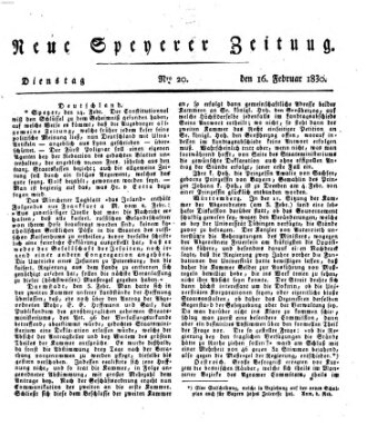 Neue Speyerer Zeitung Dienstag 16. Februar 1830