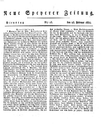 Neue Speyerer Zeitung Dienstag 23. Februar 1830