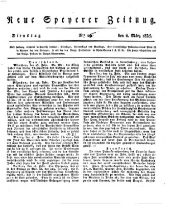 Neue Speyerer Zeitung Dienstag 2. März 1830