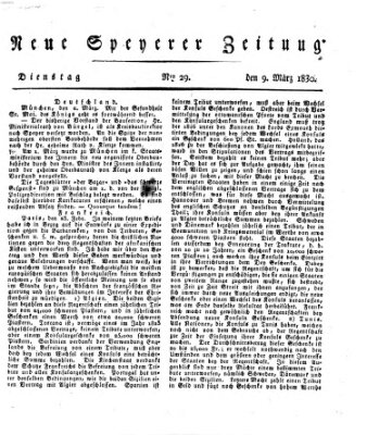 Neue Speyerer Zeitung Dienstag 9. März 1830
