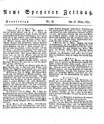 Neue Speyerer Zeitung Donnerstag 25. März 1830