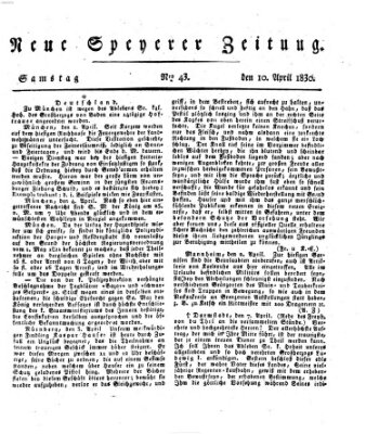 Neue Speyerer Zeitung Samstag 10. April 1830