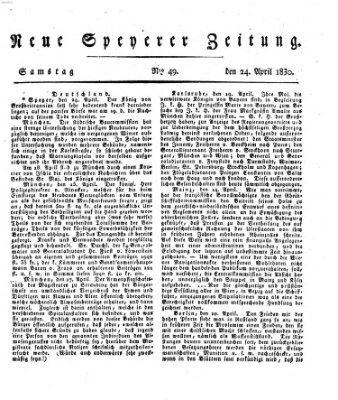 Neue Speyerer Zeitung Samstag 24. April 1830