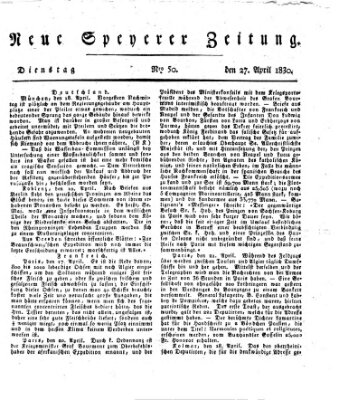 Neue Speyerer Zeitung Dienstag 27. April 1830