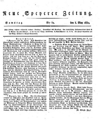 Neue Speyerer Zeitung Samstag 1. Mai 1830