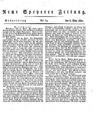 Neue Speyerer Zeitung Donnerstag 6. Mai 1830