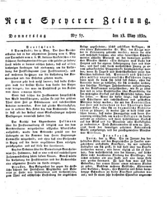 Neue Speyerer Zeitung Donnerstag 13. Mai 1830