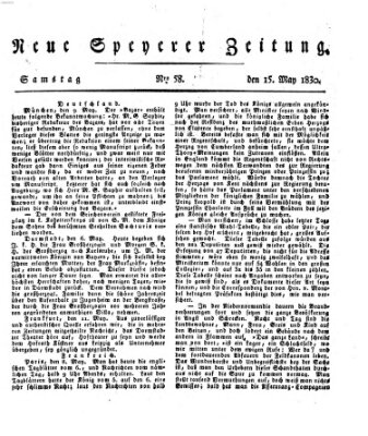 Neue Speyerer Zeitung Samstag 15. Mai 1830