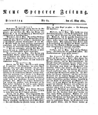 Neue Speyerer Zeitung Dienstag 25. Mai 1830