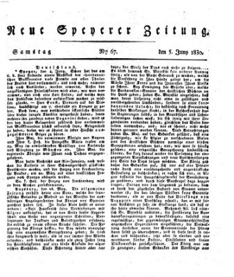 Neue Speyerer Zeitung Samstag 5. Juni 1830