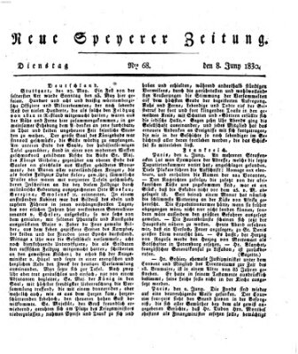 Neue Speyerer Zeitung Dienstag 8. Juni 1830