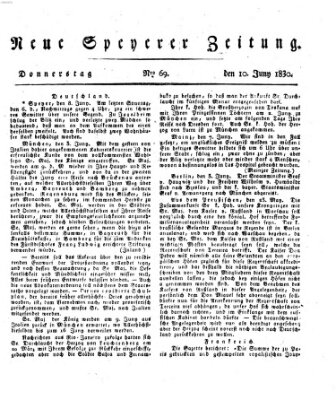 Neue Speyerer Zeitung Donnerstag 10. Juni 1830