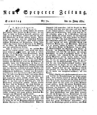 Neue Speyerer Zeitung Samstag 12. Juni 1830