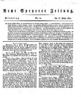 Neue Speyerer Zeitung Dienstag 15. Juni 1830