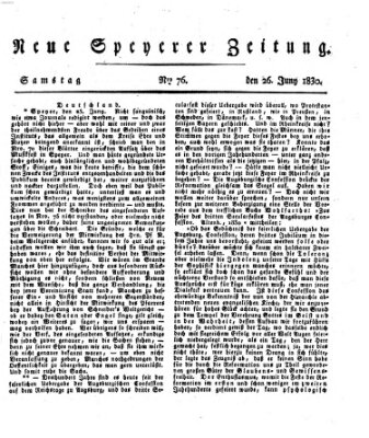 Neue Speyerer Zeitung Samstag 26. Juni 1830