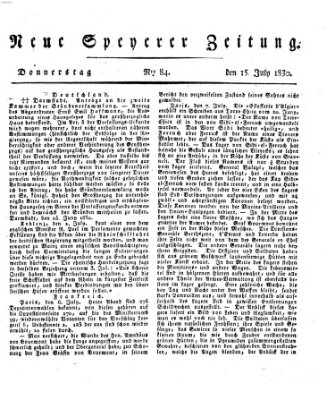 Neue Speyerer Zeitung Donnerstag 15. Juli 1830