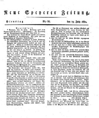 Neue Speyerer Zeitung Montag 19. Juli 1830