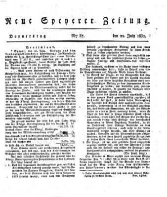 Neue Speyerer Zeitung Donnerstag 22. Juli 1830