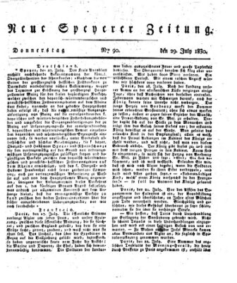 Neue Speyerer Zeitung Donnerstag 29. Juli 1830