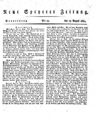 Neue Speyerer Zeitung Donnerstag 19. August 1830