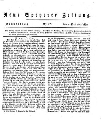 Neue Speyerer Zeitung Donnerstag 2. September 1830