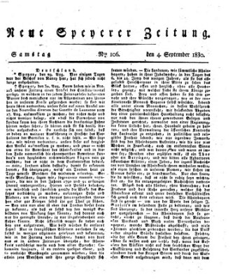 Neue Speyerer Zeitung Samstag 4. September 1830