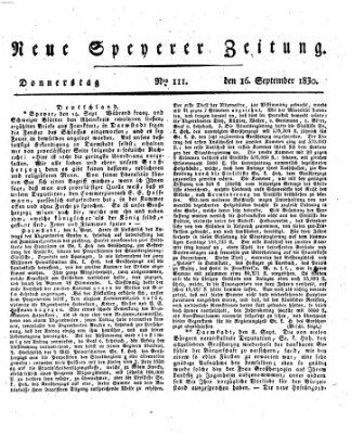 Neue Speyerer Zeitung Donnerstag 16. September 1830