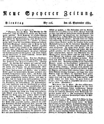 Neue Speyerer Zeitung Dienstag 28. September 1830