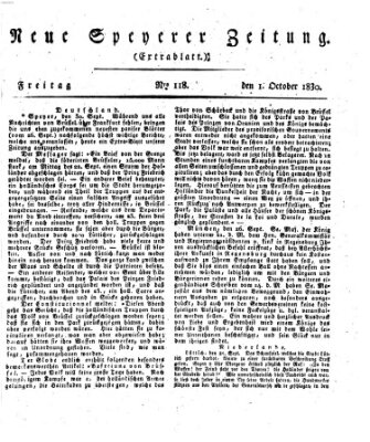 Neue Speyerer Zeitung Freitag 1. Oktober 1830