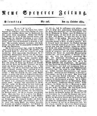 Neue Speyerer Zeitung Dienstag 19. Oktober 1830