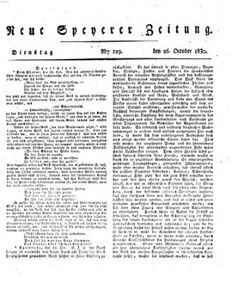 Neue Speyerer Zeitung Dienstag 26. Oktober 1830