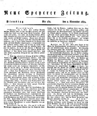 Neue Speyerer Zeitung Dienstag 2. November 1830