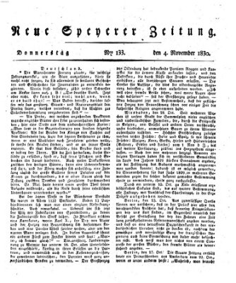 Neue Speyerer Zeitung Donnerstag 4. November 1830