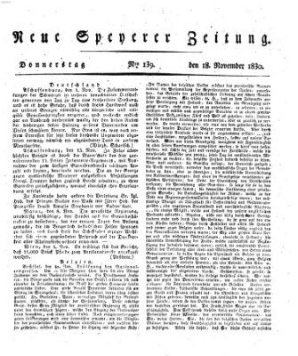 Neue Speyerer Zeitung Donnerstag 18. November 1830