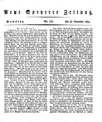 Neue Speyerer Zeitung Samstag 18. Dezember 1830