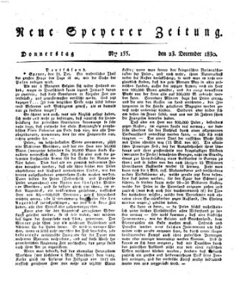 Neue Speyerer Zeitung Donnerstag 23. Dezember 1830