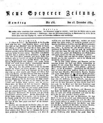 Neue Speyerer Zeitung Samstag 25. Dezember 1830