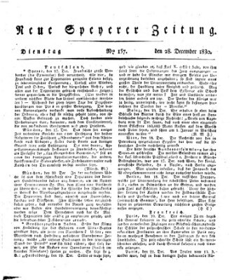 Neue Speyerer Zeitung Dienstag 28. Dezember 1830