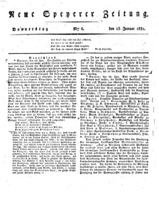 Neue Speyerer Zeitung Donnerstag 13. Januar 1831